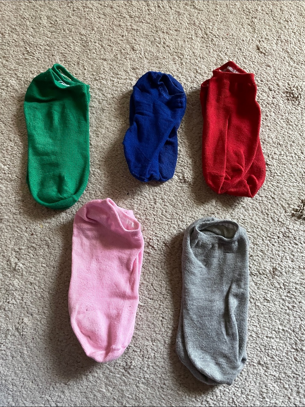 No-Show Sock Pack - Green, Blue, Red, Pink, Gray